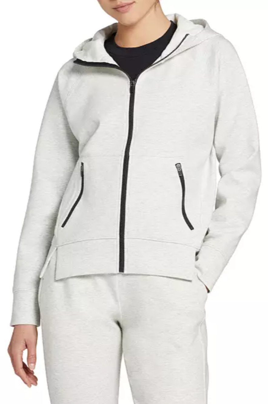 DSG Girls XS Light Heather Grey Sport Fleece Full Zip Jacket Active Hoodie J12-5